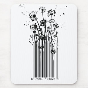 Barcode Dandelion Silhouette mouse mat