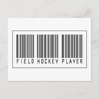 Barcode Field Hockey Player Postcard