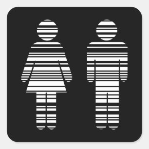 barcode girl and boy square sticker