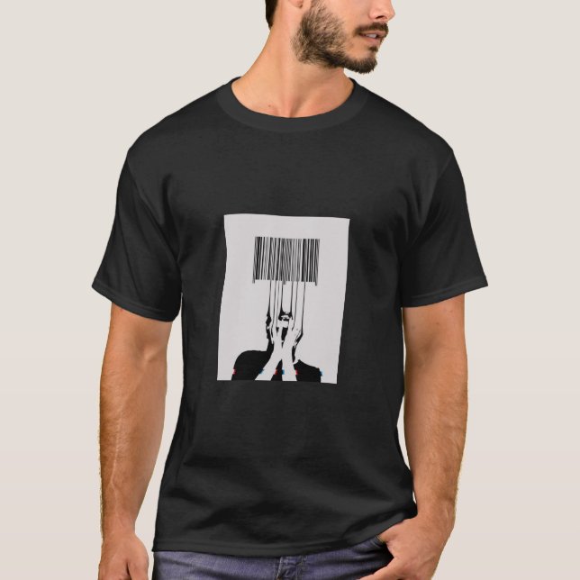 Barcode Identity Tee – Monochrome Concept Art” (Front)