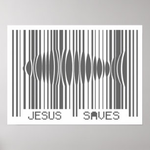 Barcode Jesus Saves Poster