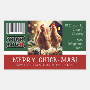 Barcode Logo Christmas Fun Quote Egg Carton Chicks Rectangular Sticker
