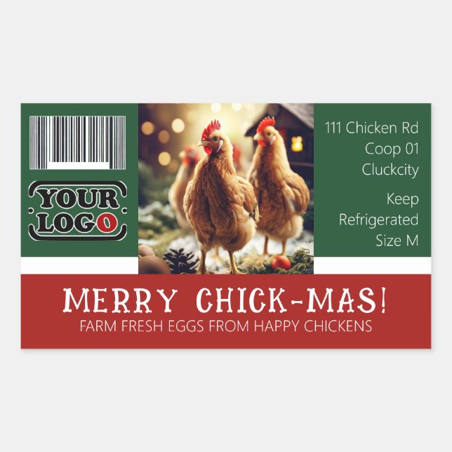 Barcode Logo Christmas Fun Quote Egg Carton Chicks Rectangular Sticker (Front)