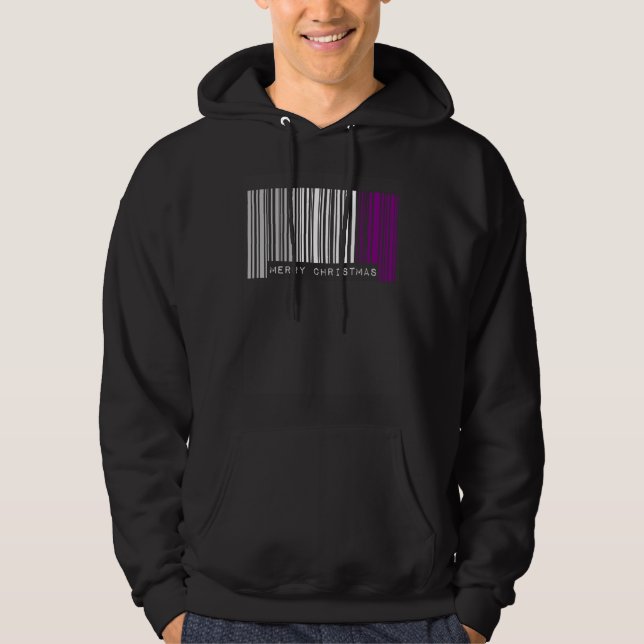 Barcode Merry Christmas Asexual Pride Flag LGBTQ Q Hoodie (Front)