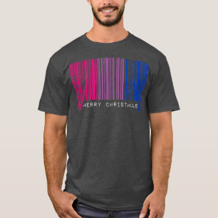 Barcode Merry Christmas Biseual Pride Flag LGBTQ Q T-Shirt