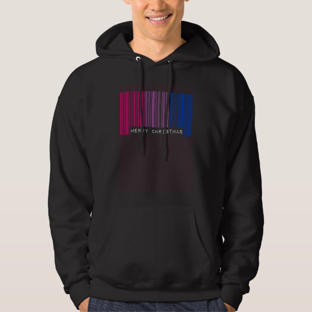 Barcode Merry Christmas Bisexual Pride Flag LGBTQ  Hoodie (Front)
