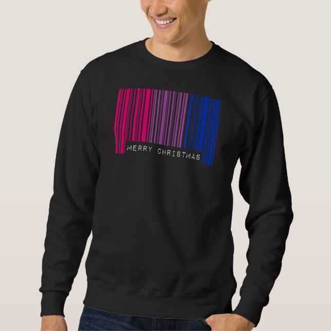 Barcode Merry Christmas Bisexual Pride Flag Lgbtq  Sweatshirt (Front)
