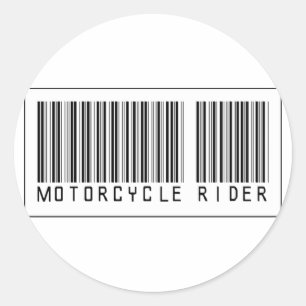 Barcode Motorcycle Rider Classic Round Sticker