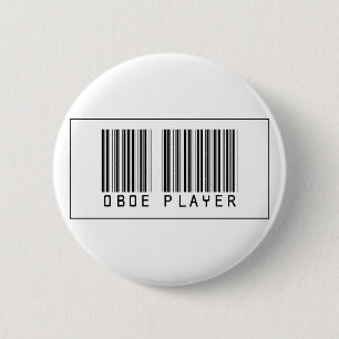 Barcode Oboe Player 6 Cm Round Badge