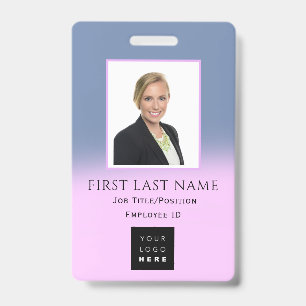 Barcode Photo Name ID Card NURSE Care Purple Pink Badge