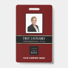Barcode Photo Name ID Card Vertical Gold Burgundy