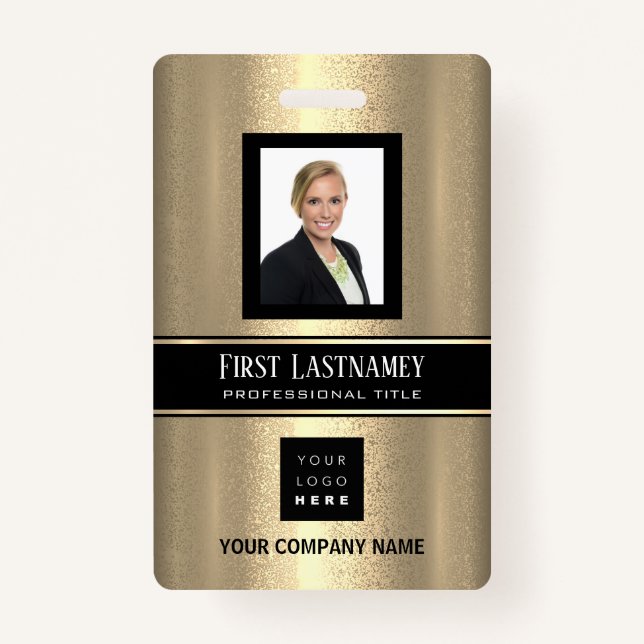 Barcode Photo Name ID Card Vertical Metallic ID Badge (Front)