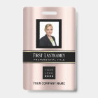 Barcode Photo Name ID Card Vertical Rose Gold VIP