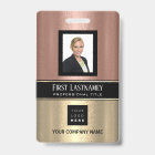 Barcode Photo Name ID Card Vertical Rose Stripes