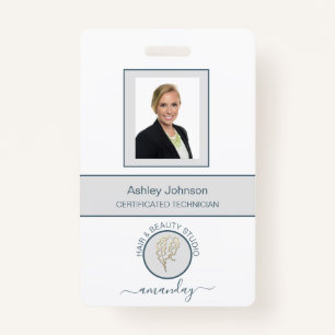 Barcode Photo Name ID Card Vertical White Logo ID Badge