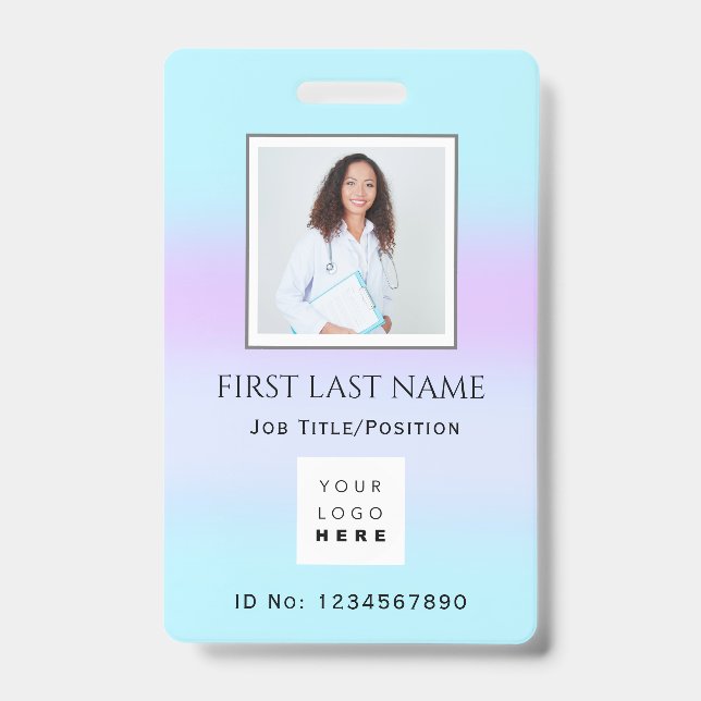 Barcode Photo Therapist  Nurse Doctor Health Aid ID Badge (Front)