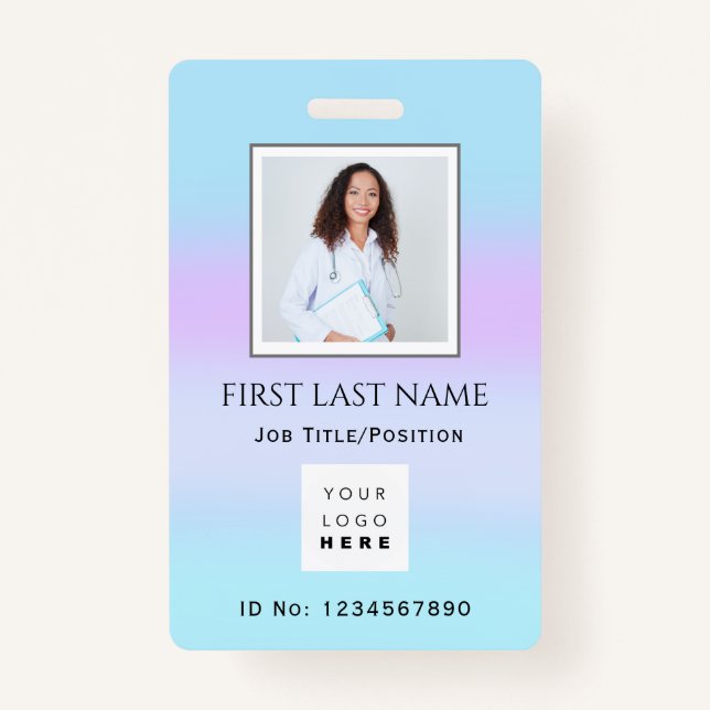 Barcode Photo Therapist  Nurse Doctor Health Care ID Badge (Front)
