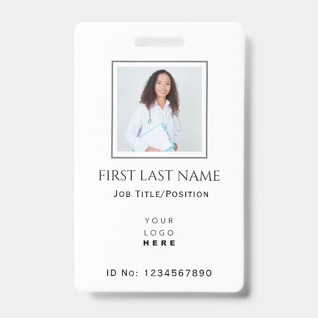 Barcode Photo Therapist Nurse Doctor Health IDCard ID Badge (Front)