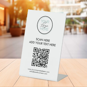 Barcode QR Code Business Logo Pedestal Sign