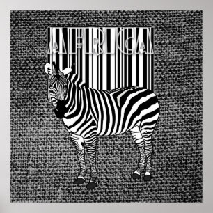 Barcode Running into a zebra design Poster