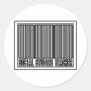 Barcode Social Studies Teacher Classic Round Sticker