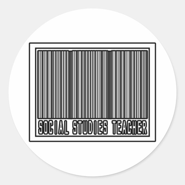 Barcode Social Studies Teacher Classic Round Sticker (Front)