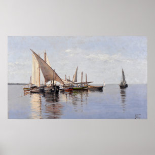 Barcos no Sado (1884) by João Vaz (1859–1931) Poster