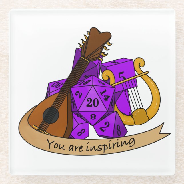 Bard Dice Design Glass Coaster (Front)