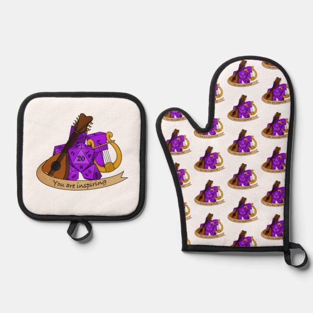 Bard Dice Design Oven Mitt & Pot Holder Set (Front)