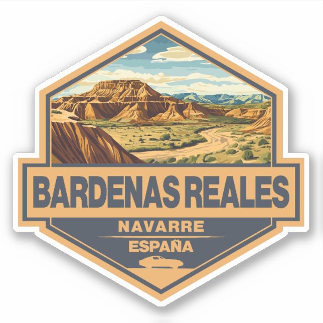 Bardenas Reales Spain Travel Art Badge (Front)