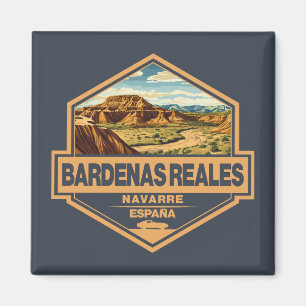 Bardenas Reales Spain Travel Art Badge Magnet