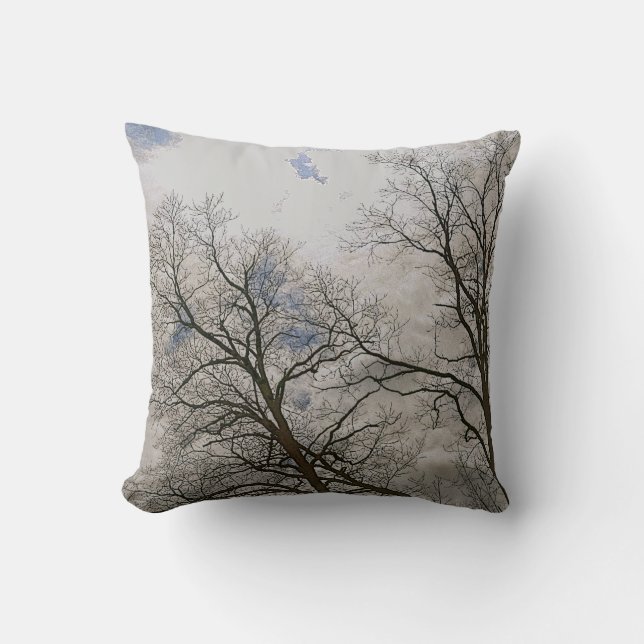 Bare Branches of Winter Trees Nature Art Cushion (Front)