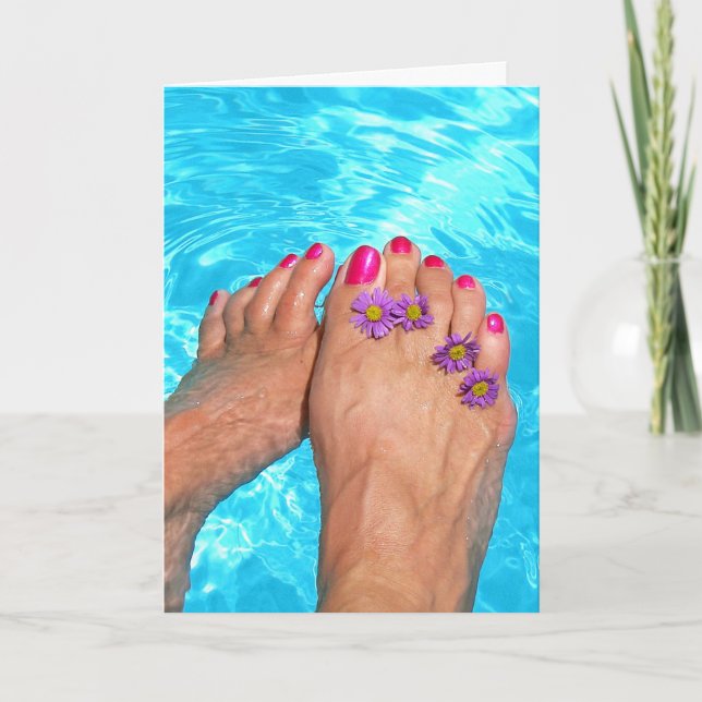 Bare feet in Swimming Pool Birthday Card (Front)