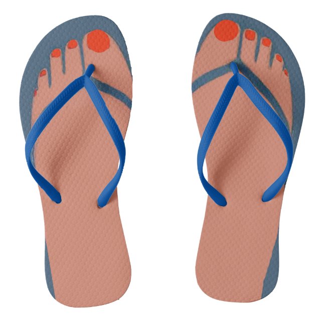 Bare Feet, Red Toes Thongs (Footbed)