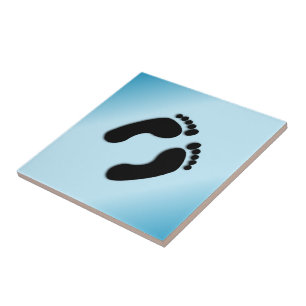 Bare Footprints Blue Ceramic Tile