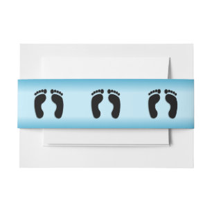 Bare Footprints Blue Invitation Belly Band