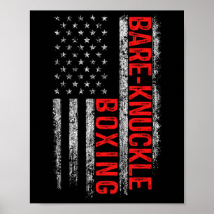 Bare Knuckle Boxing American Flag 4th Of July Figh Poster