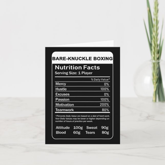 Bare-knuckle Boxing Nutrition Facts  Card (Front)