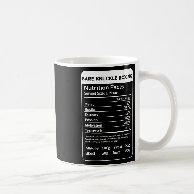 Bare Knuckle Boxing Nutrition Facts  Coffee Mug (Right)