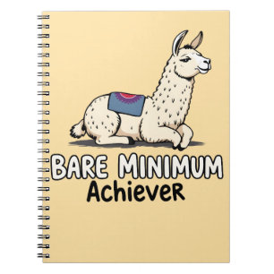 Bare Minimum Achiever Funny Llama Lazy Humor  Notebook