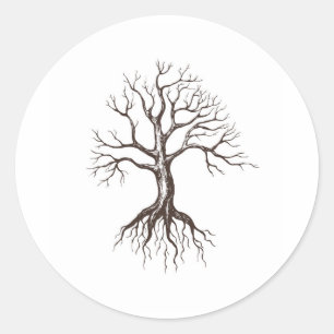 Bare tree classic round sticker
