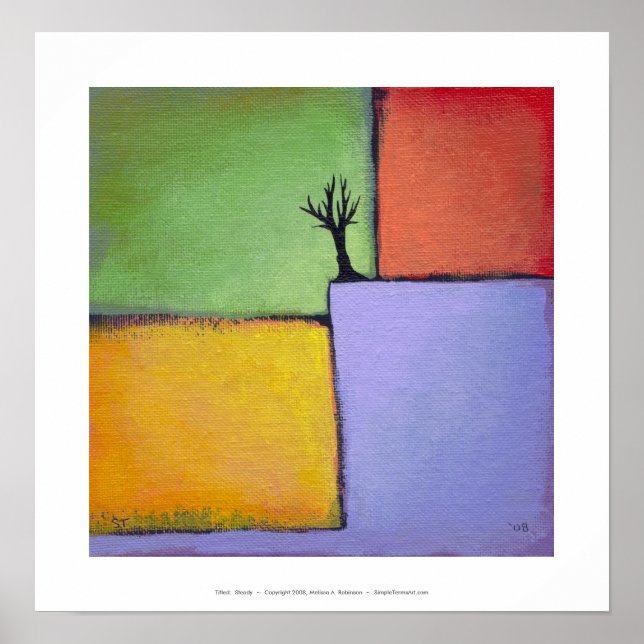 Bare tree colourful art all seasons modern poster (Front)