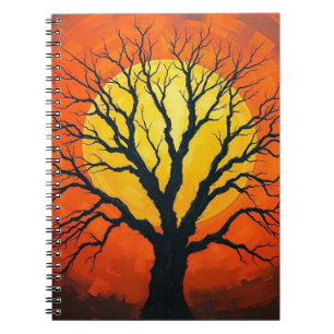 Bare Tree In Shadow With The Sun Notebook