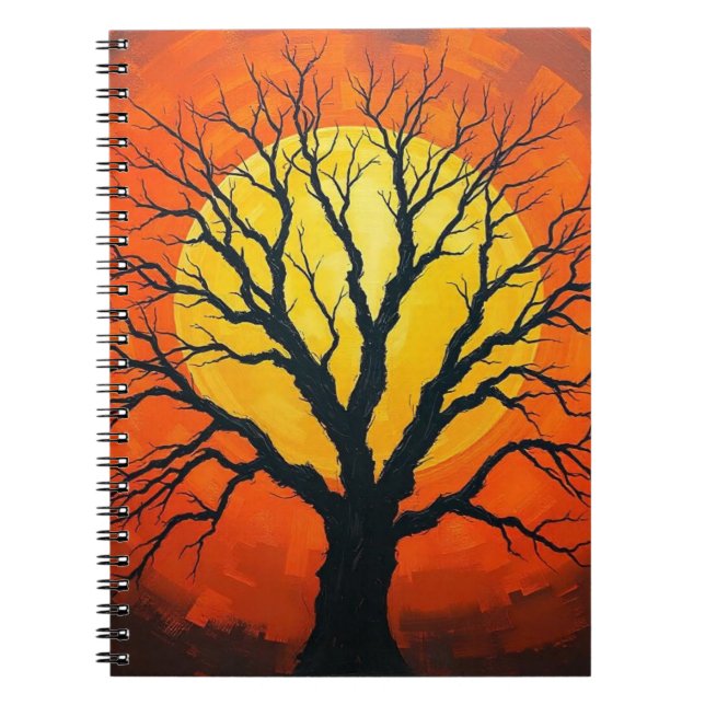 Bare Tree In Shadow With The Sun Notebook (Front)