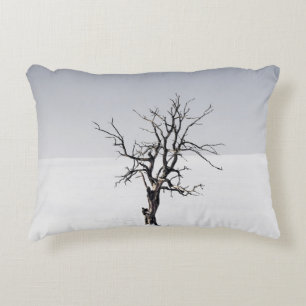 BARE TREE IN THE MIDDLE OF SNOW DECORATIVE CUSHION