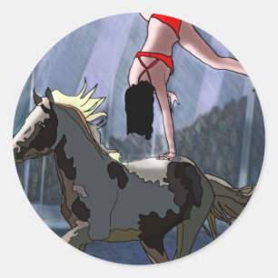 Bareback Rider Classic Round Sticker