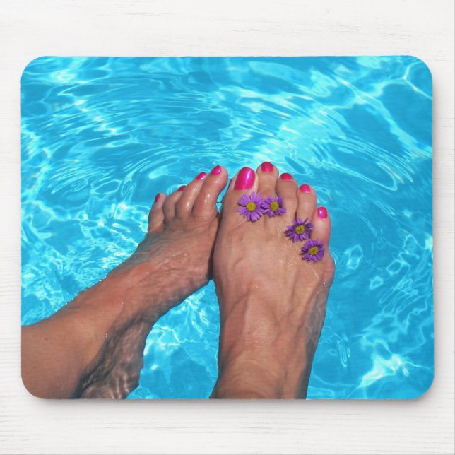 Barefeet With Flower In Swimming Pool Mouse Pad (Front)