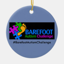 Barefoot Autism Challenge Circle Ornament