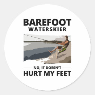 Barefoot Barefooting skiing Water sport Motorboat  Classic Round Sticker