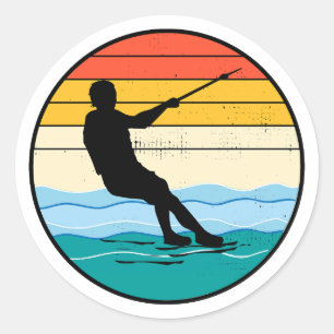 Barefoot Barefooting skiing Water sport Motorboat  Classic Round Sticker